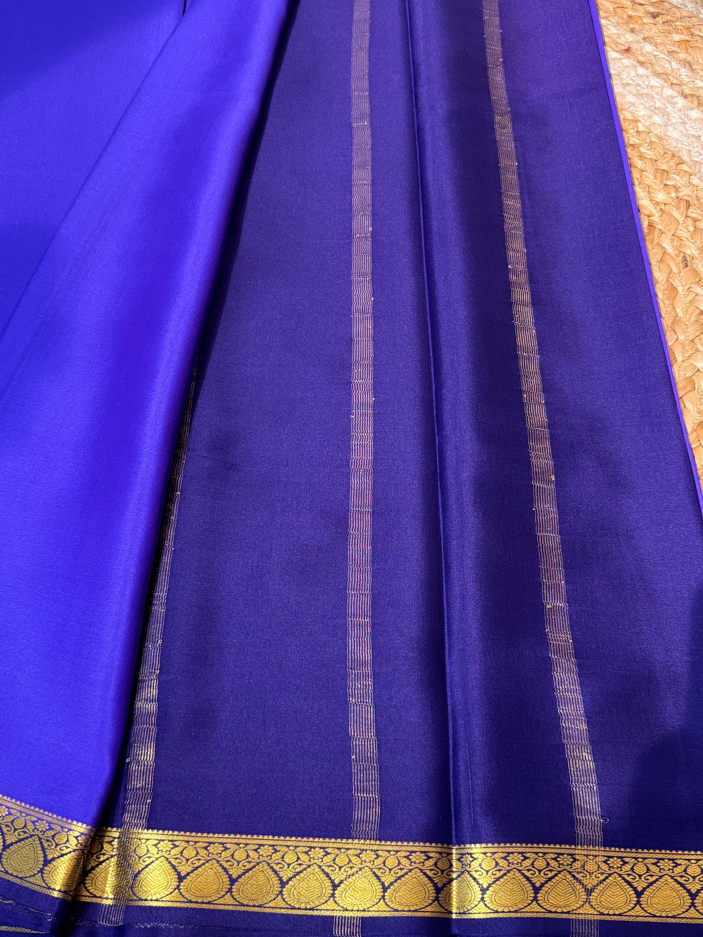 Dark Lavender with Purple Pure Crepe Mysore Silk