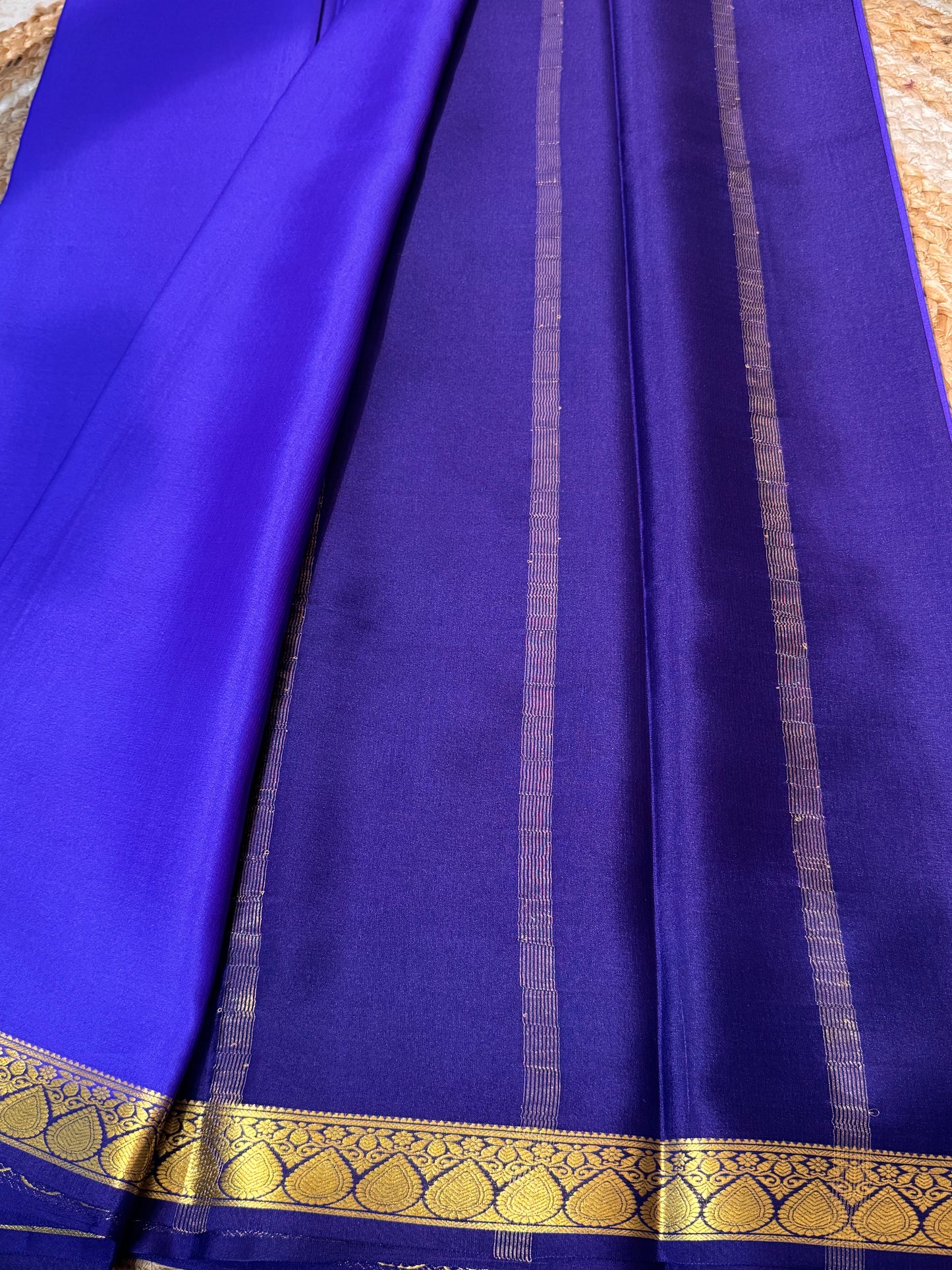 Dark Lavender with Purple Pure Crepe Mysore Silk
