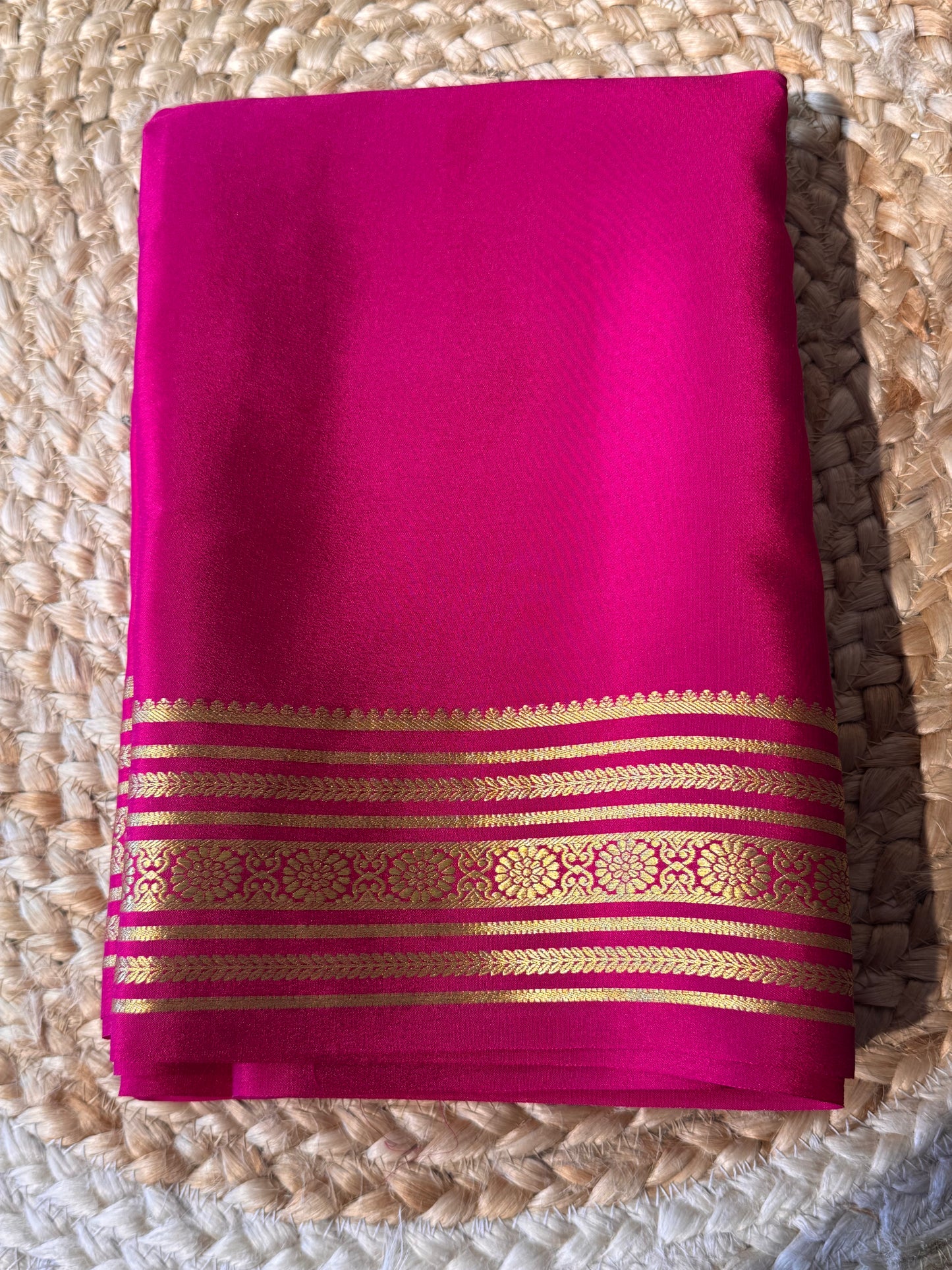 Prink Pure Crepe Mysore Silk Saree