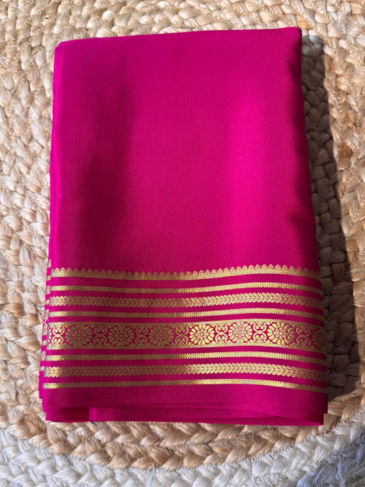 Prink Pure Crepe Mysore Silk Saree