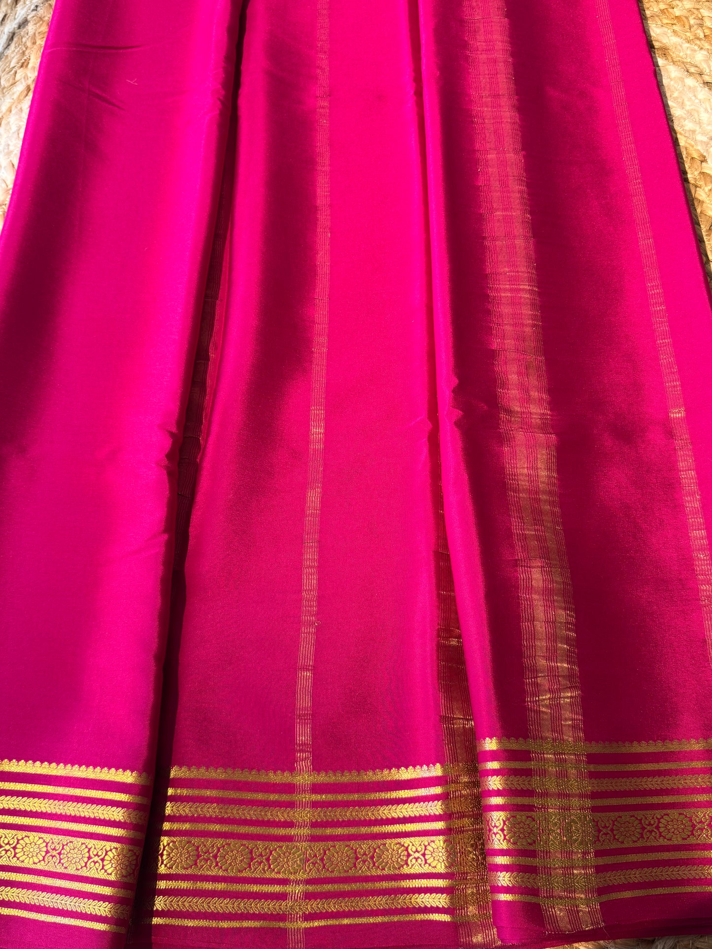 Prink Pure Crepe Mysore Silk Saree