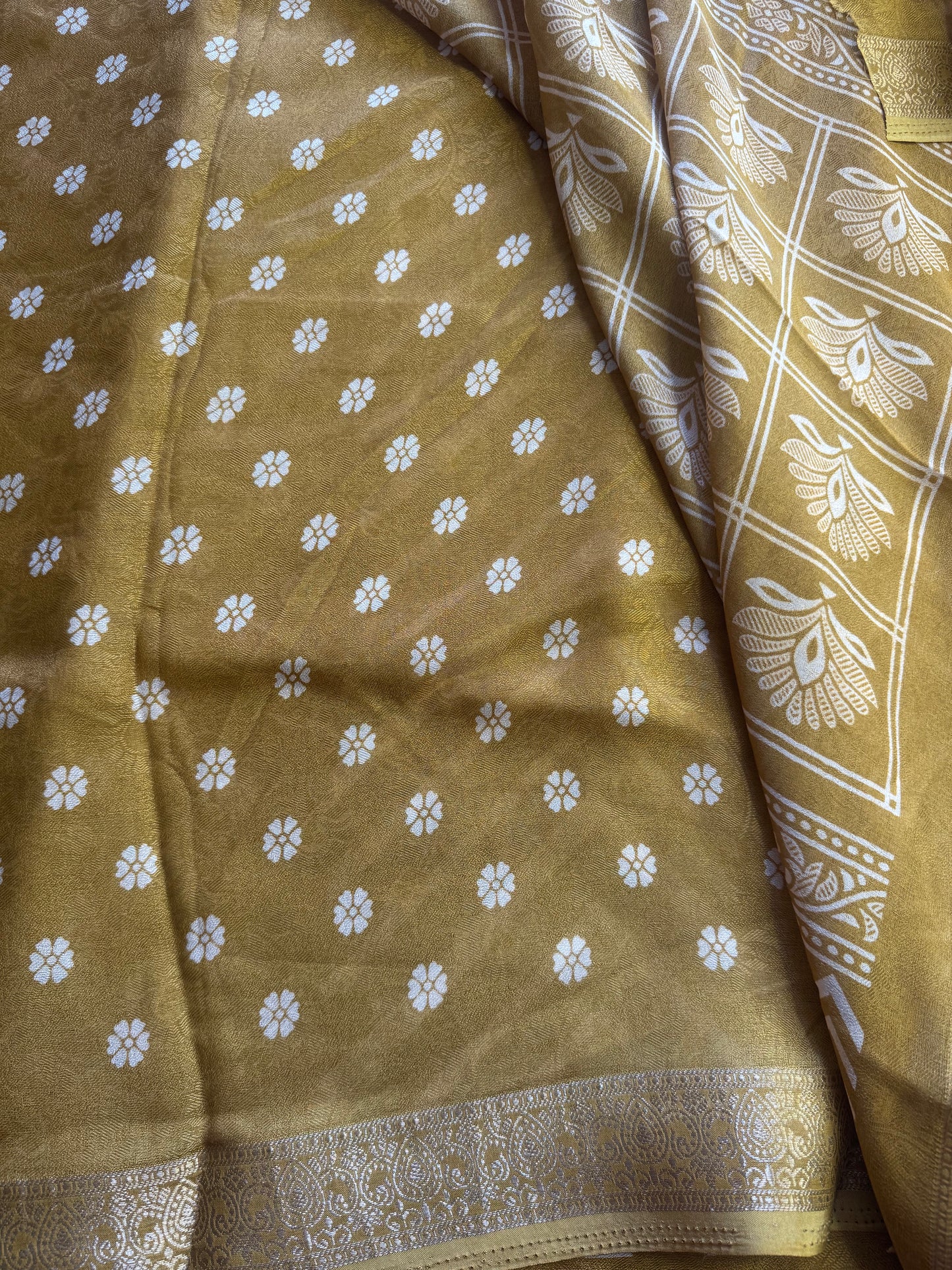 Mustard Yellow Chiffon Saree