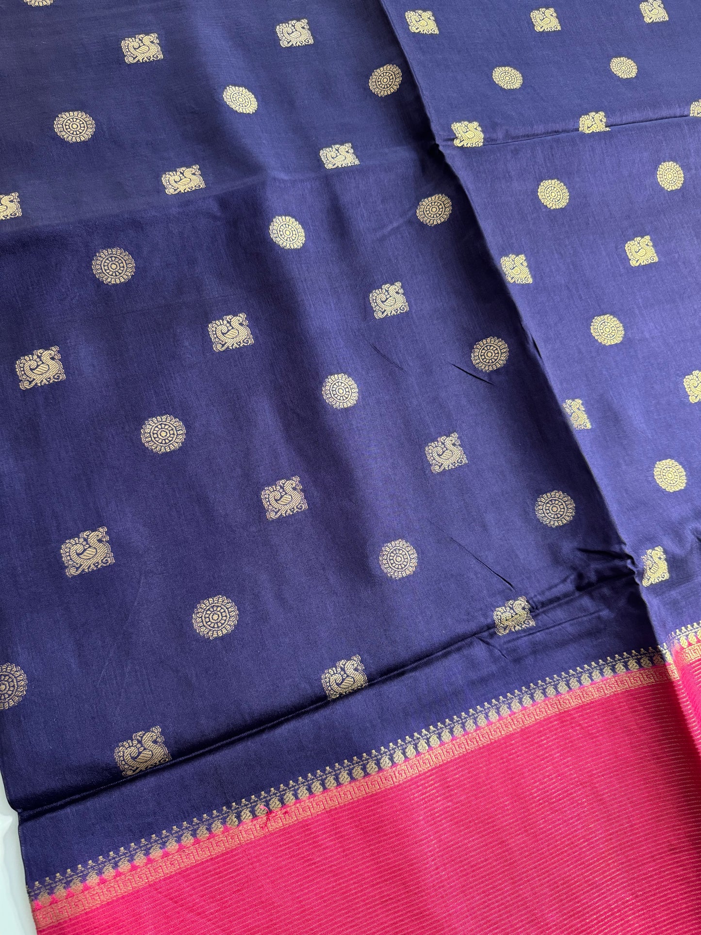 Blue Pink Half n Half Pure Viscose Saree