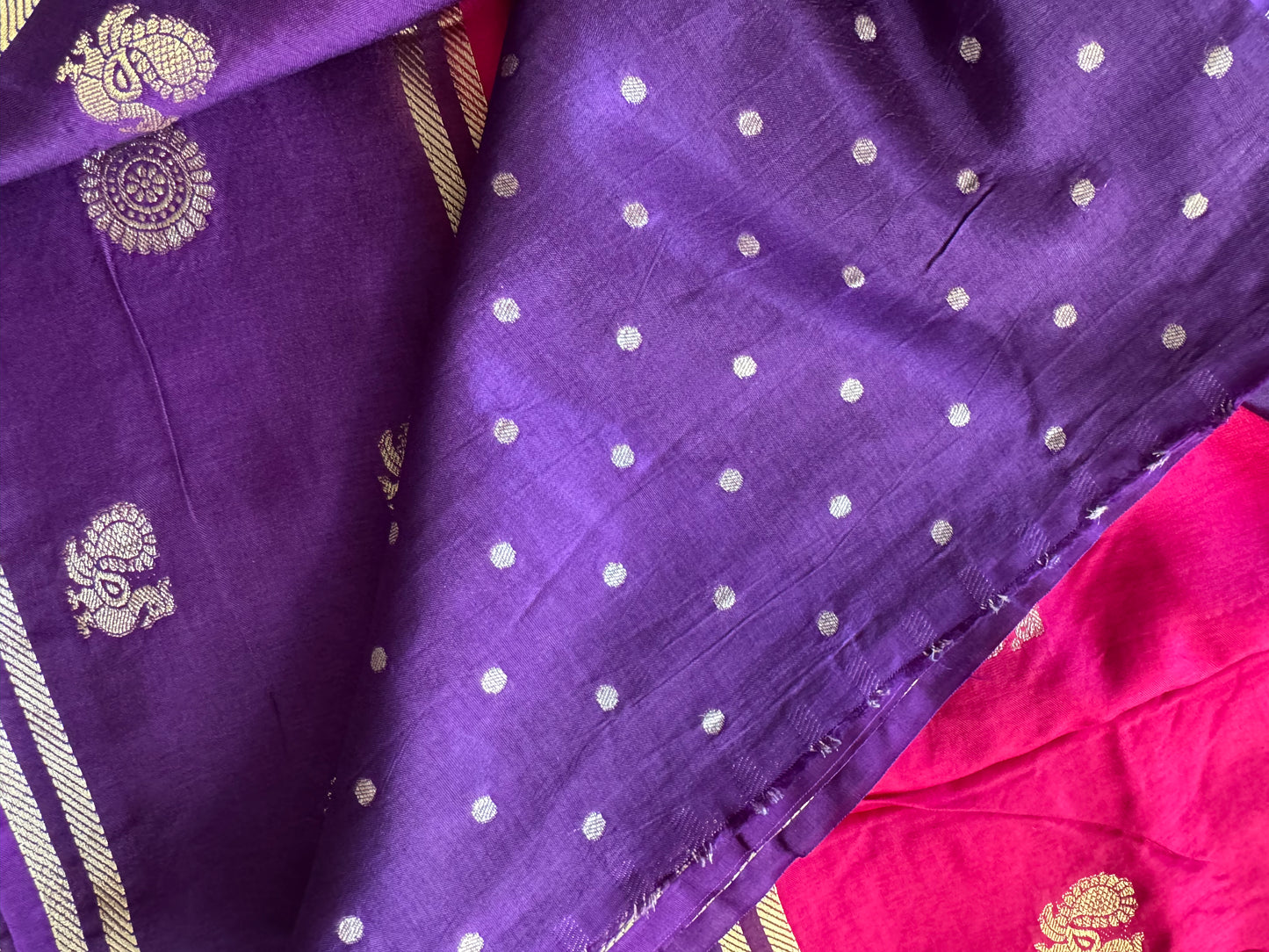 Pink Purple Mayil Butta Pure Viscose Saree