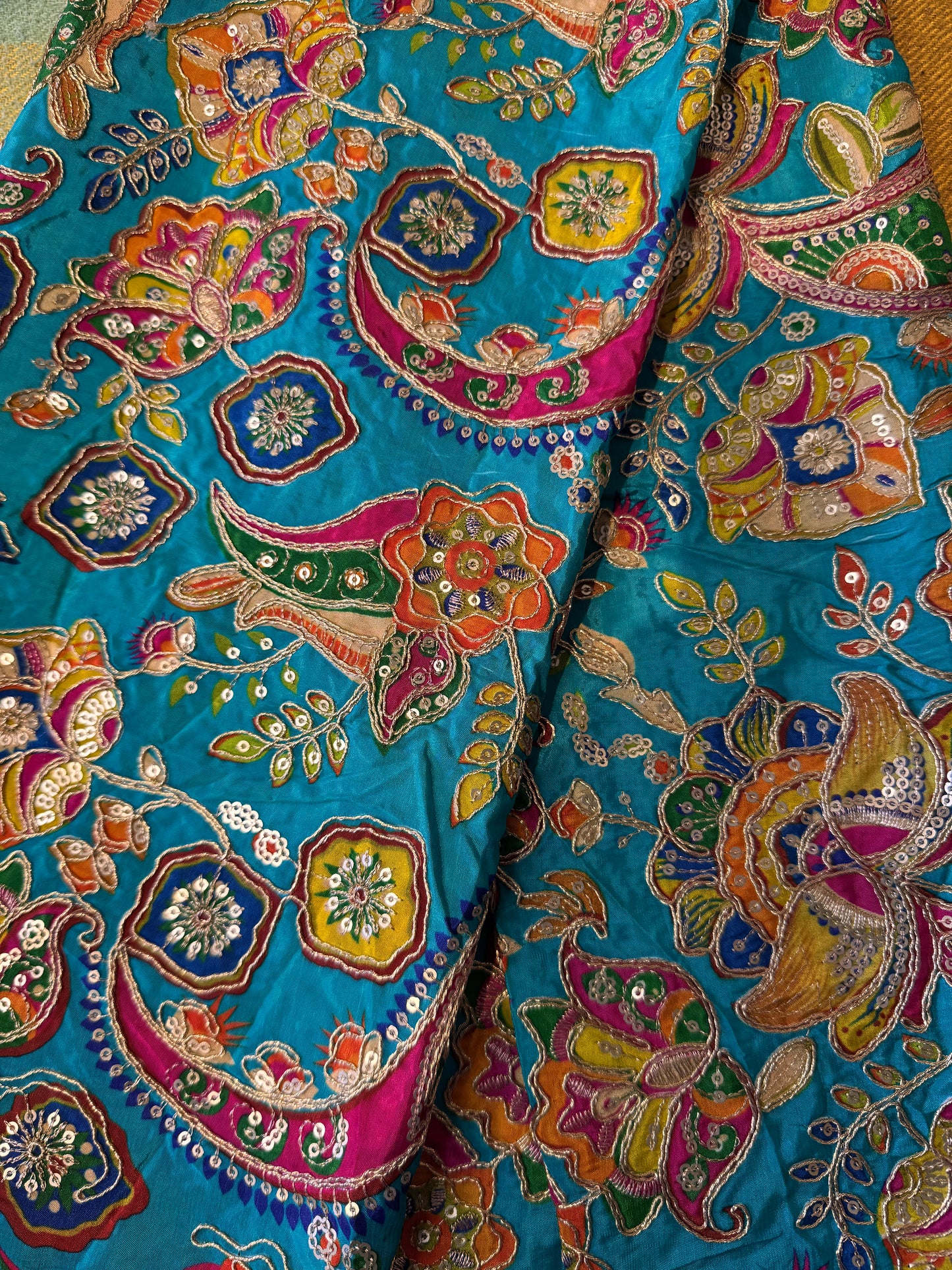 Sea Green kalamkari Crepe Blouse Piece/Material