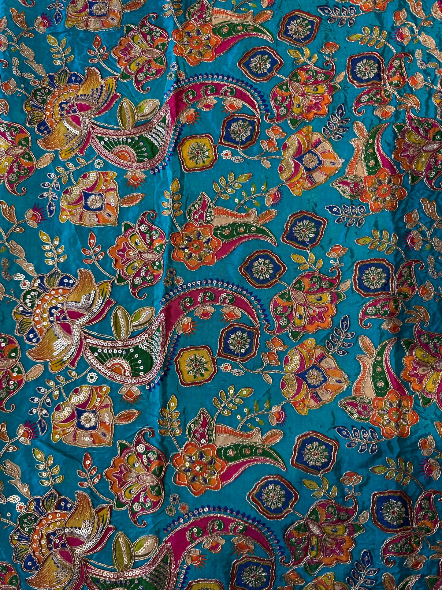 Sea Green kalamkari Crepe Blouse Piece/Material
