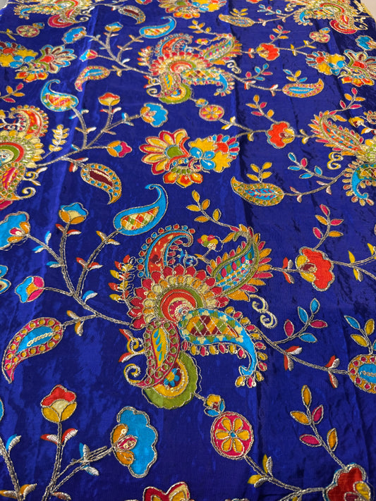 Royal Blue kalamkari Crepe Blouse Piece/Material