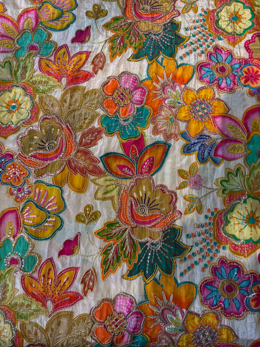 Multi Colour kalamkari Crepe Blouse Piece/Material