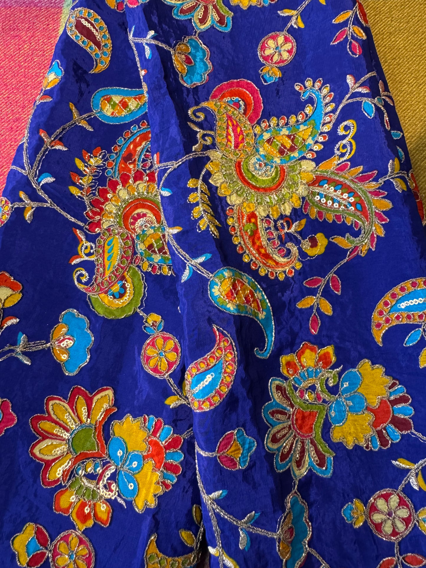 Royal Blue kalamkari Crepe Blouse Piece/Material
