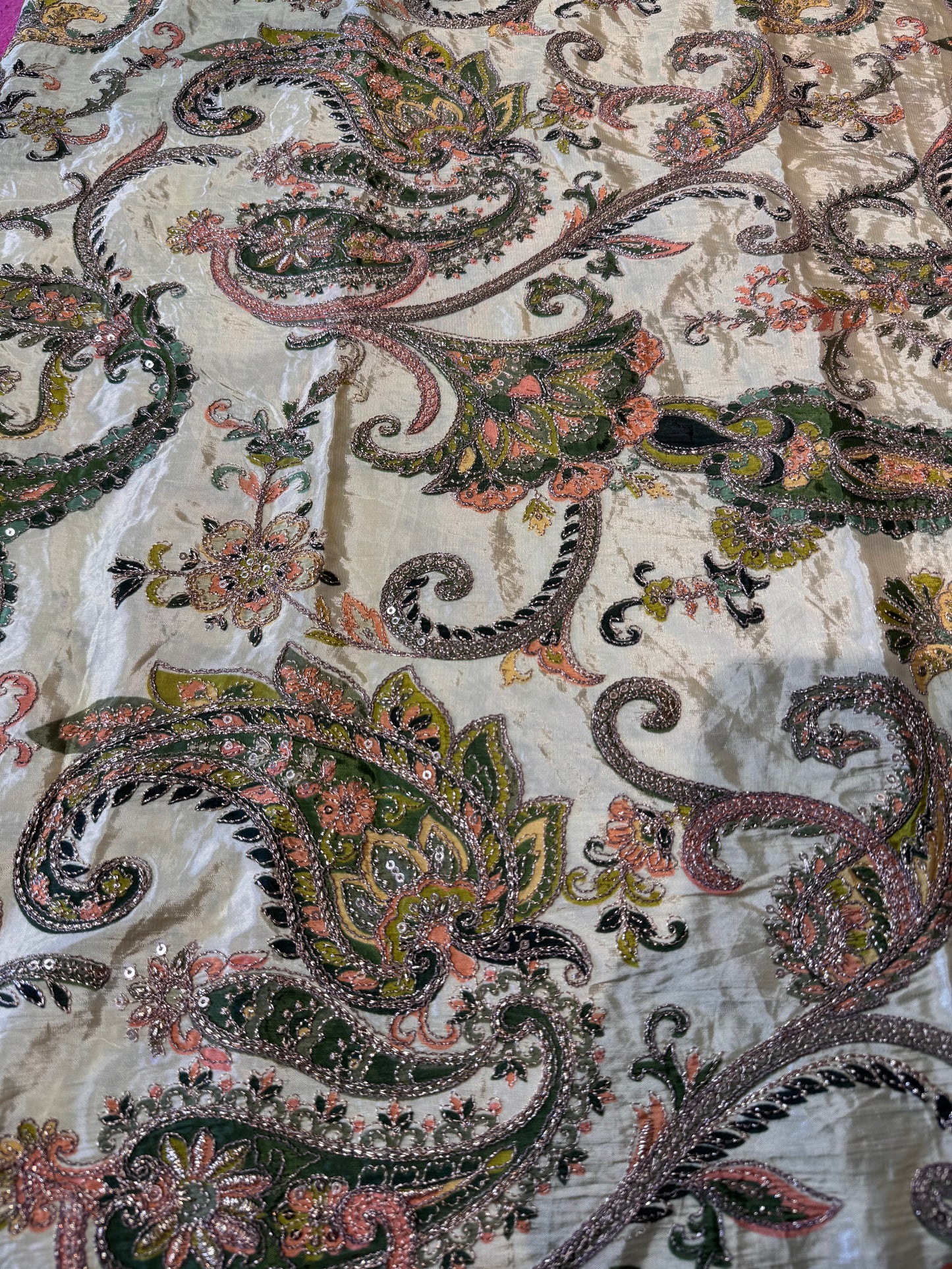 Pastel Green kalamkari Crepe Blouse Piece/Material