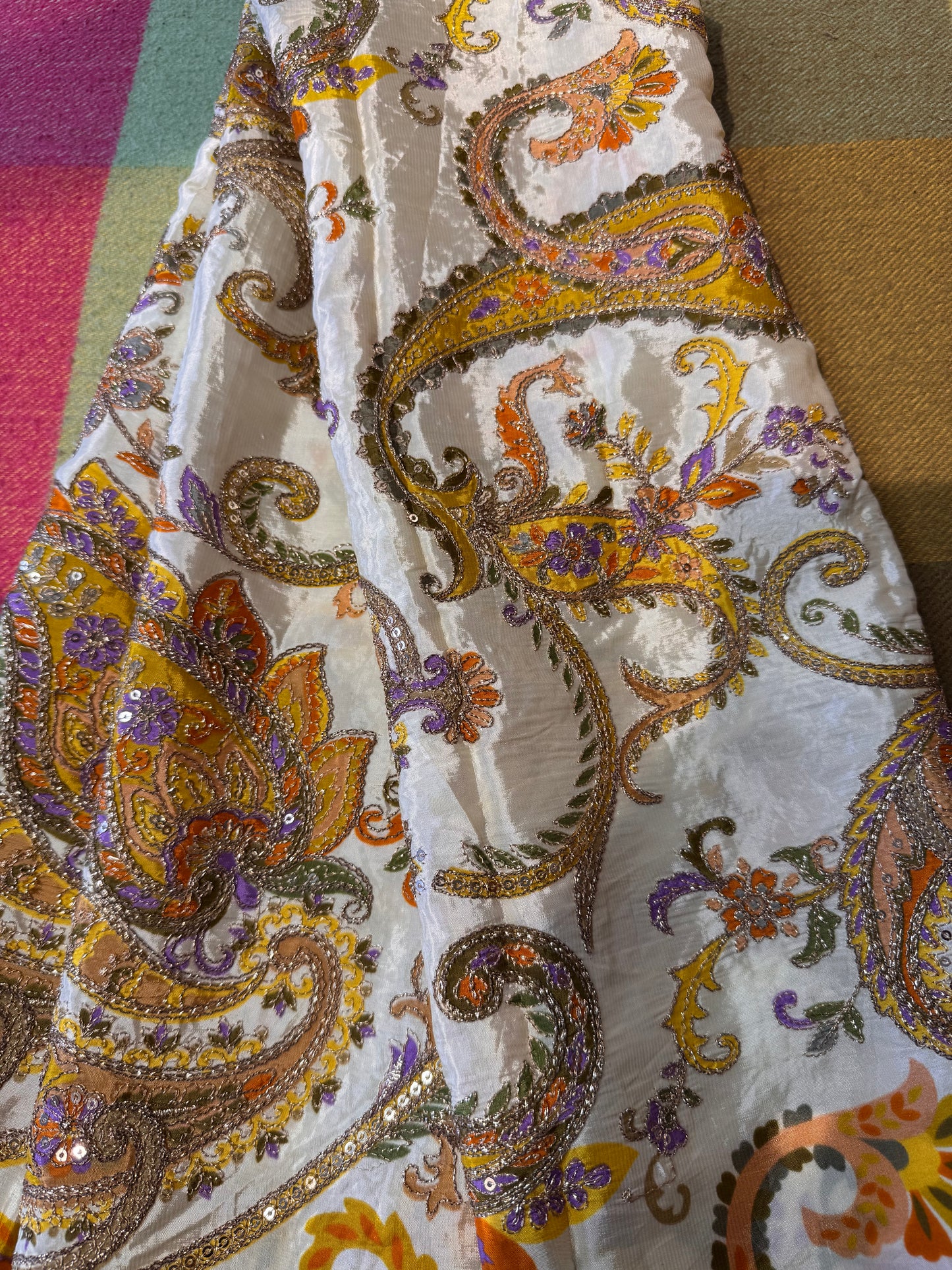 Pastel Yellow kalamkari Crepe Blouse Piece/Material