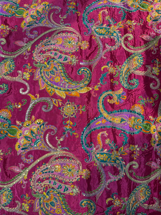 Royal Pink Rich kalamkari Crepe Blouse Piece/Material