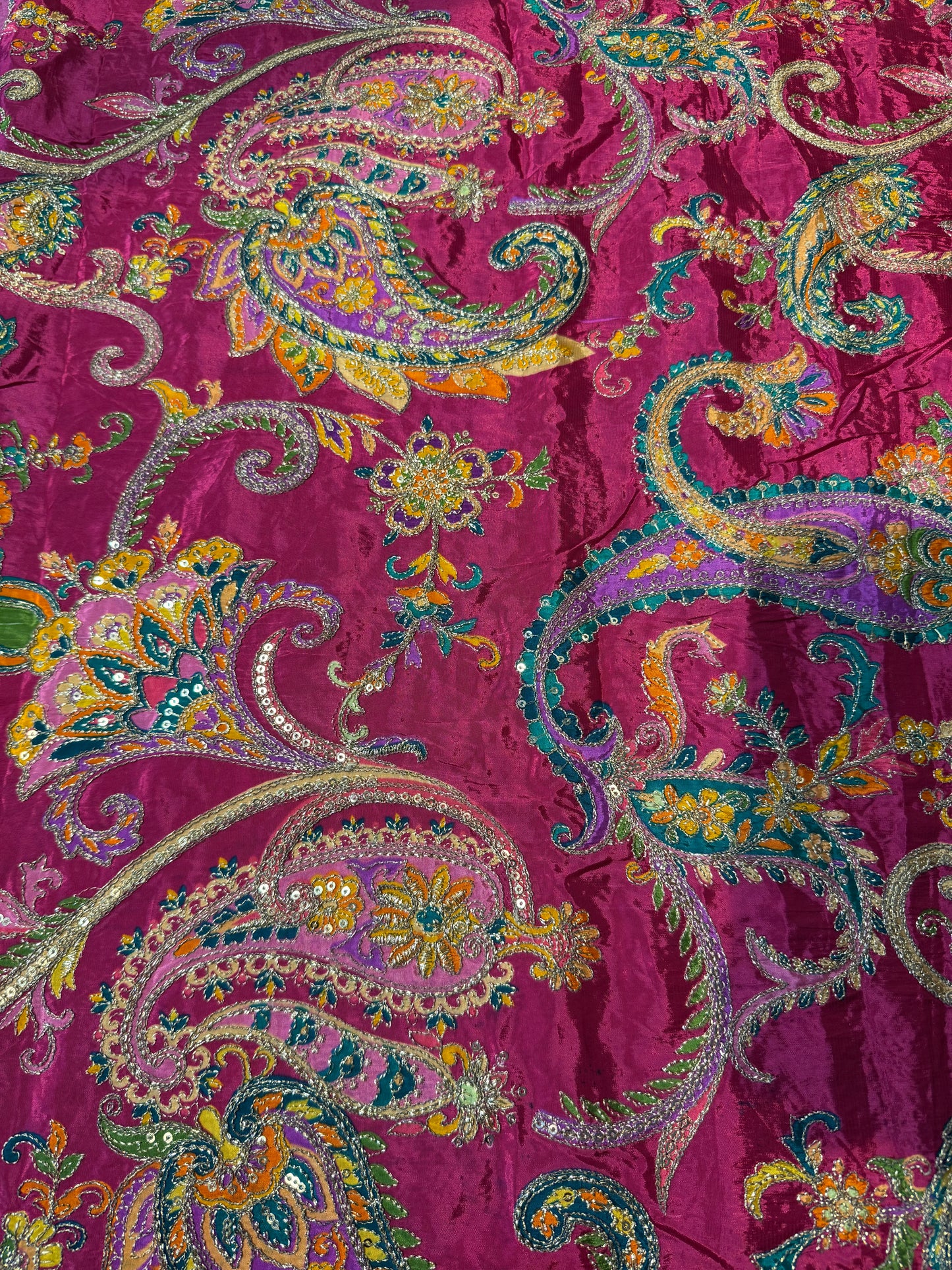 Royal Pink Rich kalamkari Crepe Blouse Piece/Material