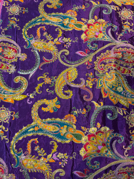 Royal Purple Rich kalamkari Crepe Blouse Piece/Material