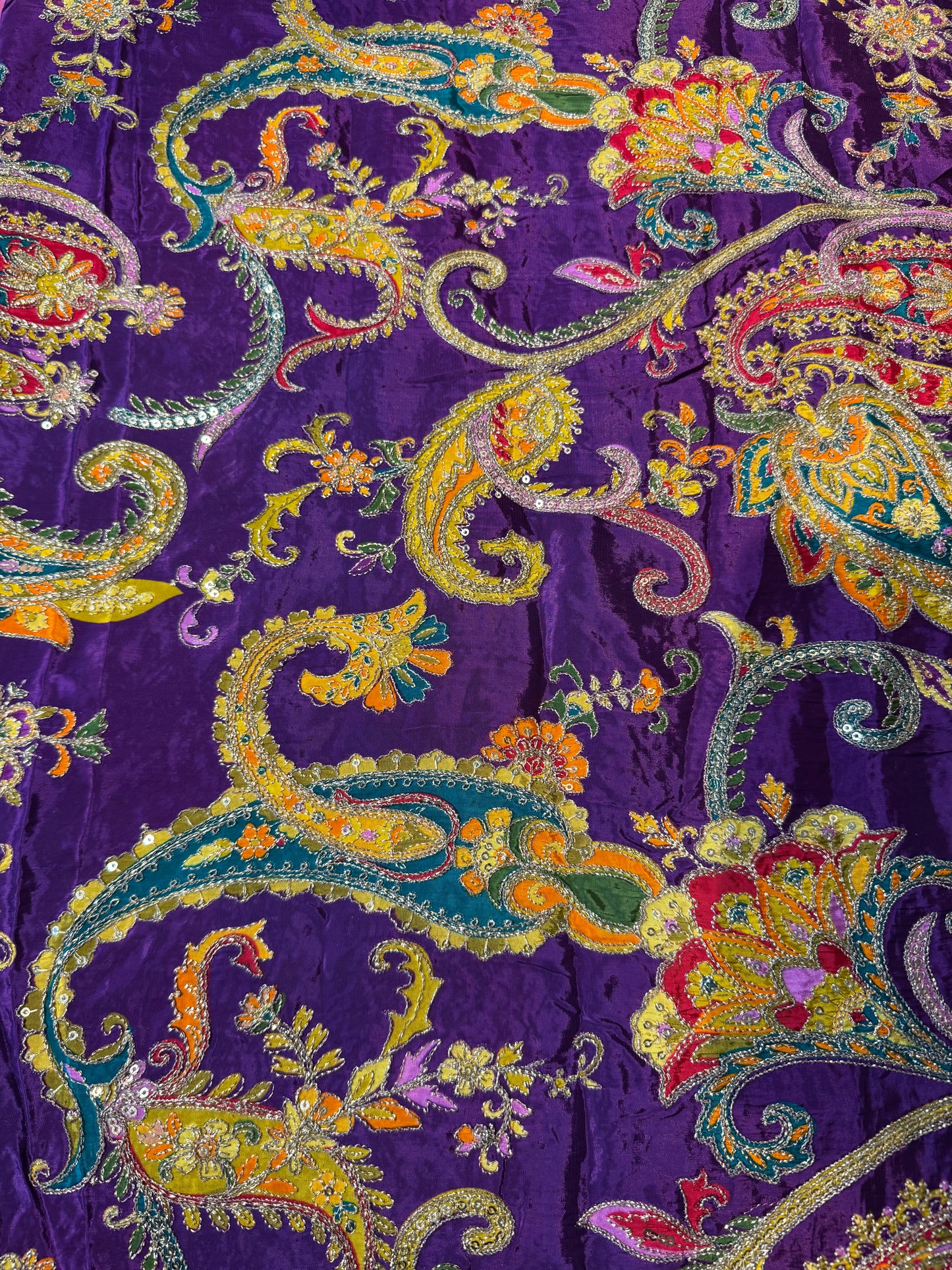 Royal Purple Rich kalamkari Crepe Blouse Piece/Material
