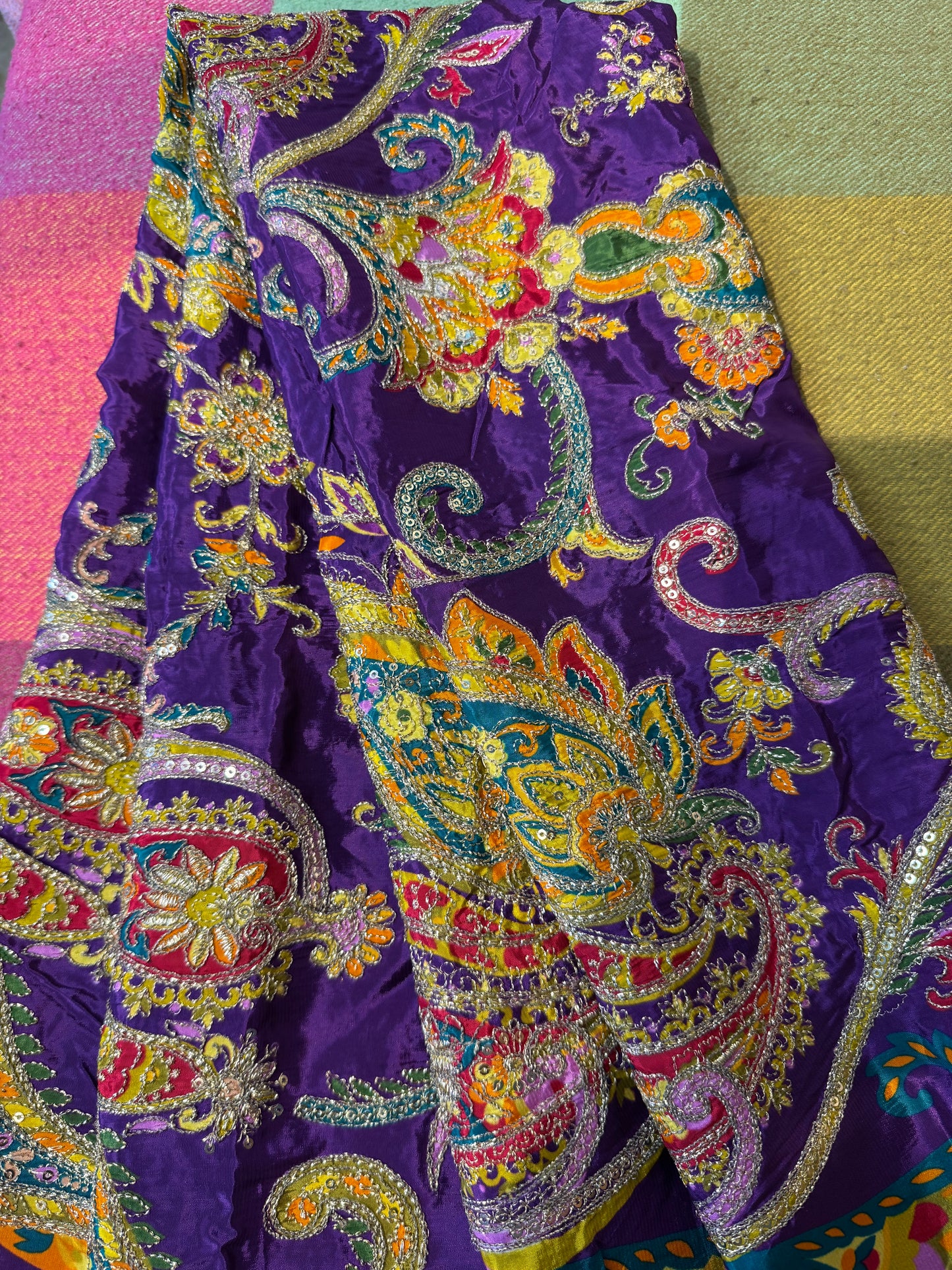 Royal Purple Rich kalamkari Crepe Blouse Piece/Material