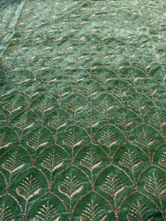 Pista Green Velvet Blouse Material