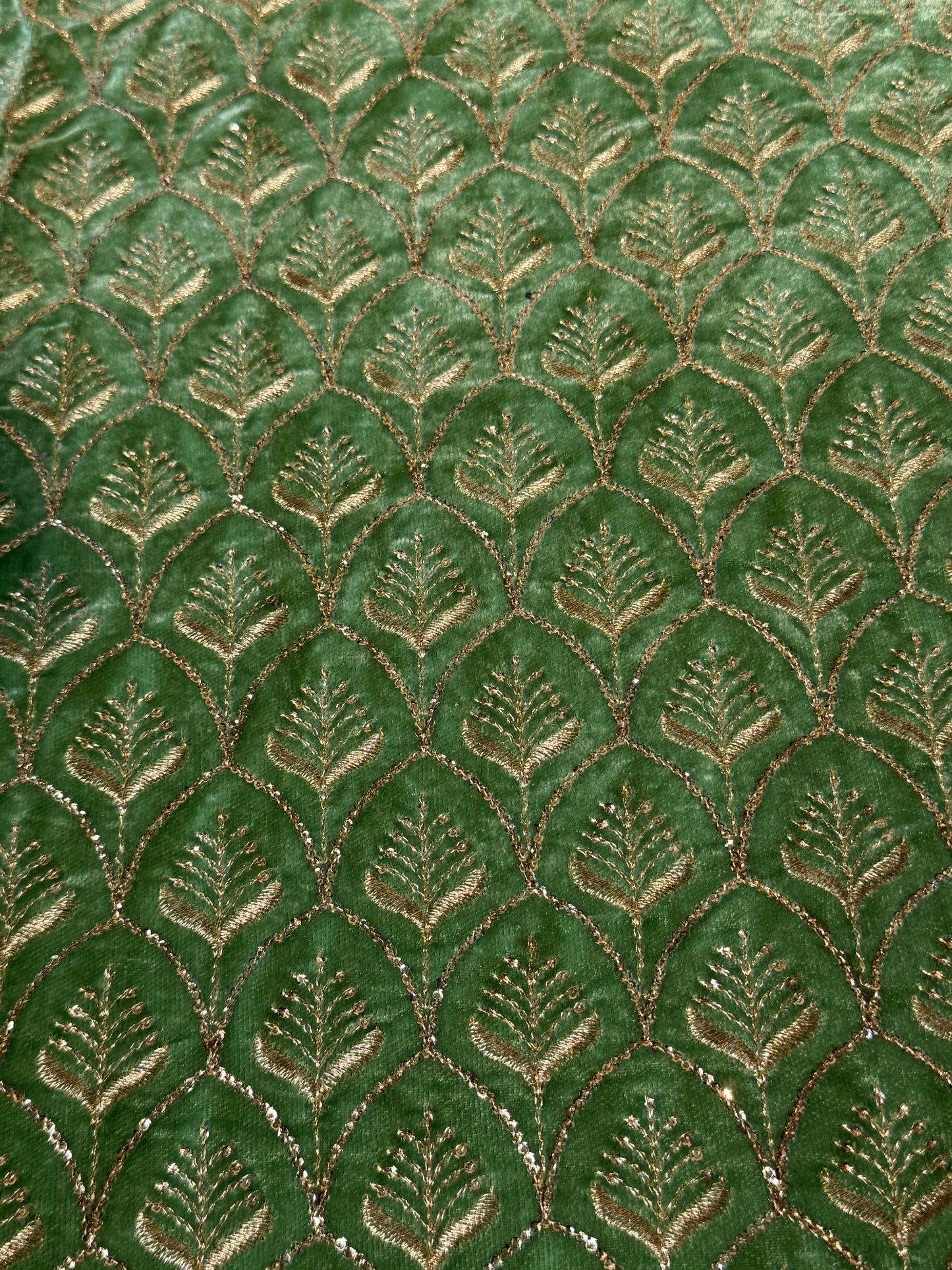 Pista Green Velvet Blouse Material