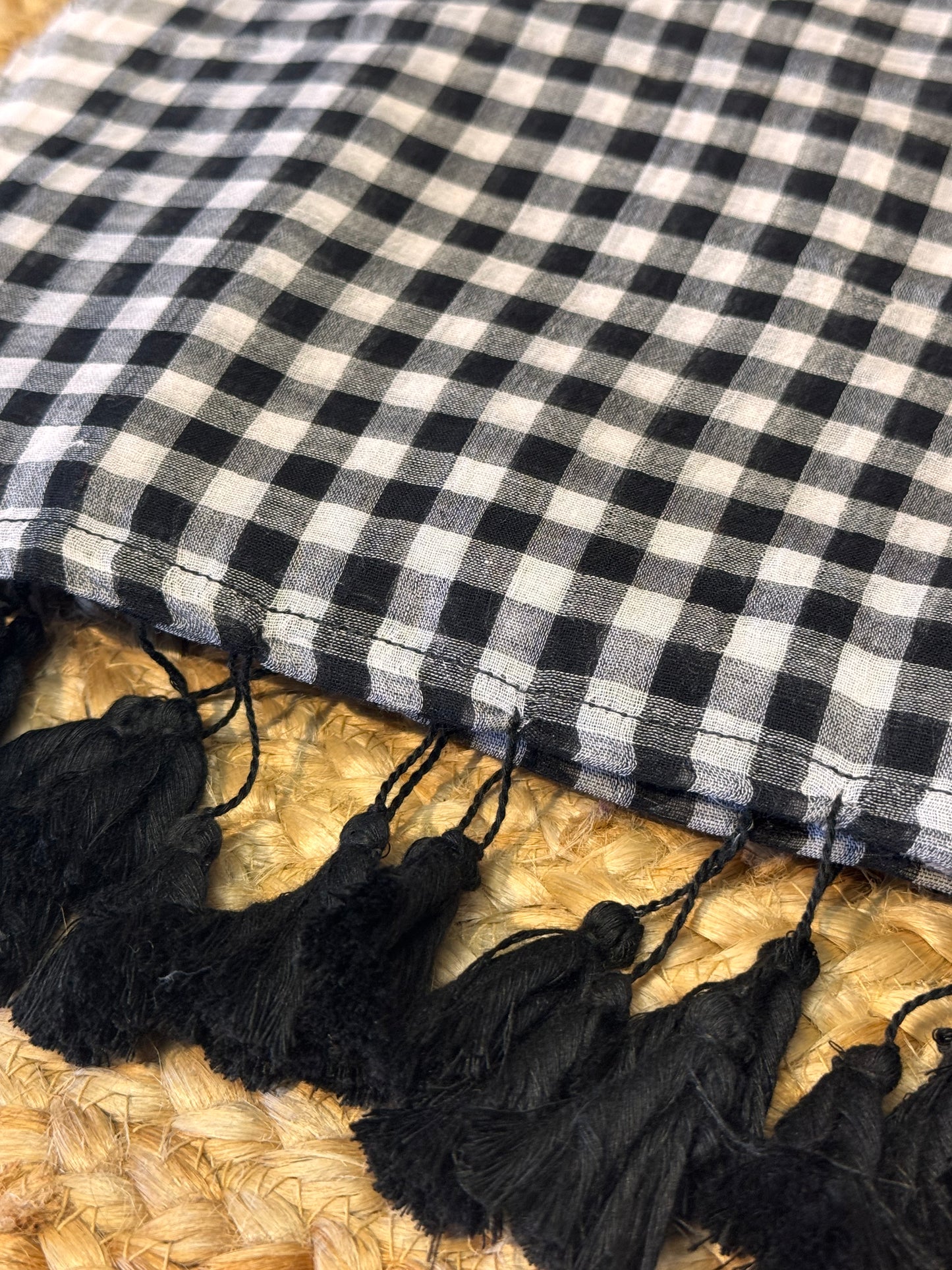 Black and white Checks Mul Cotton Saree