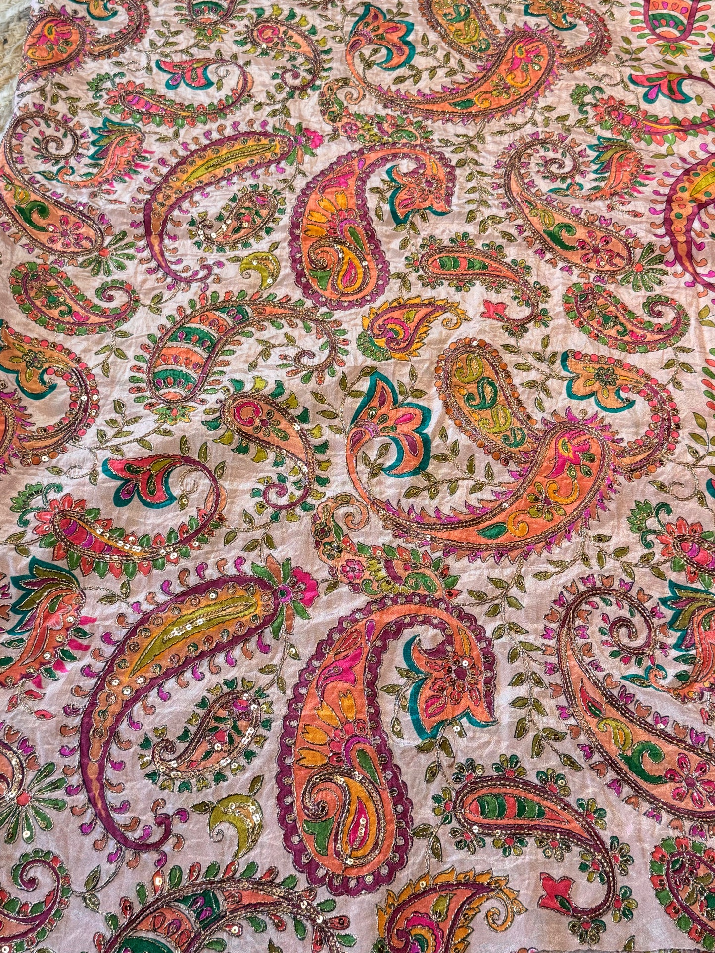 Beige Colour kalamkari Crepe Blouse Piece/Material