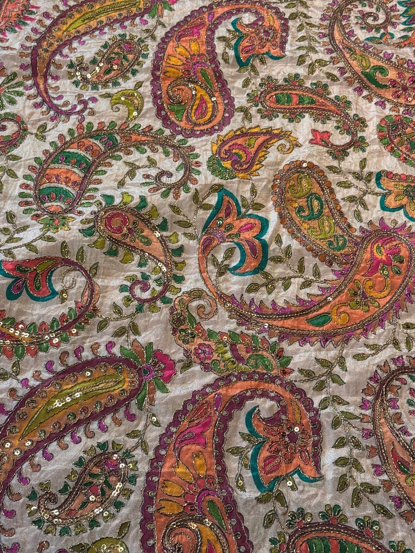 Beige Colour kalamkari Crepe Blouse Piece/Material