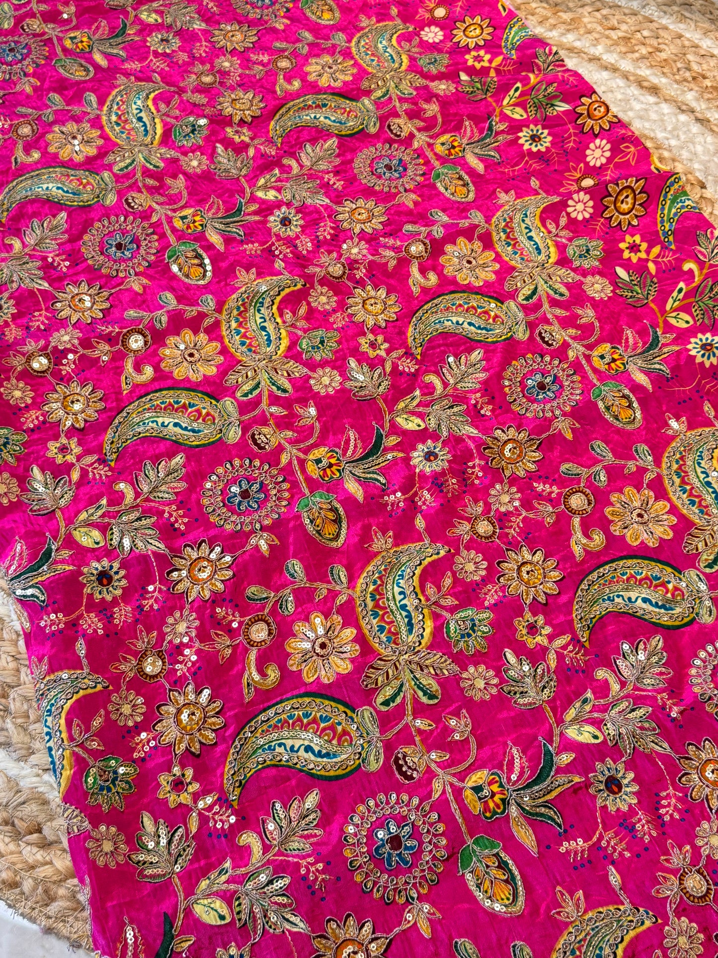 Pink kalamkari Crepe Blouse Piece/Material-P01