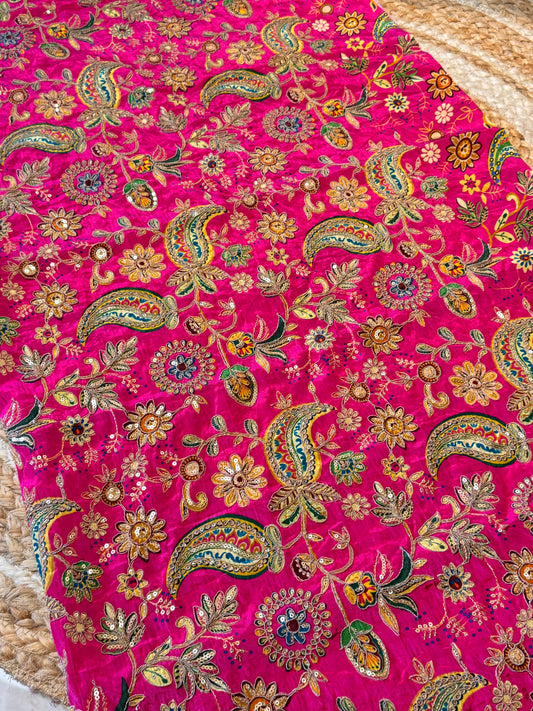 Pink kalamkari Crepe Blouse Piece/Material-P01