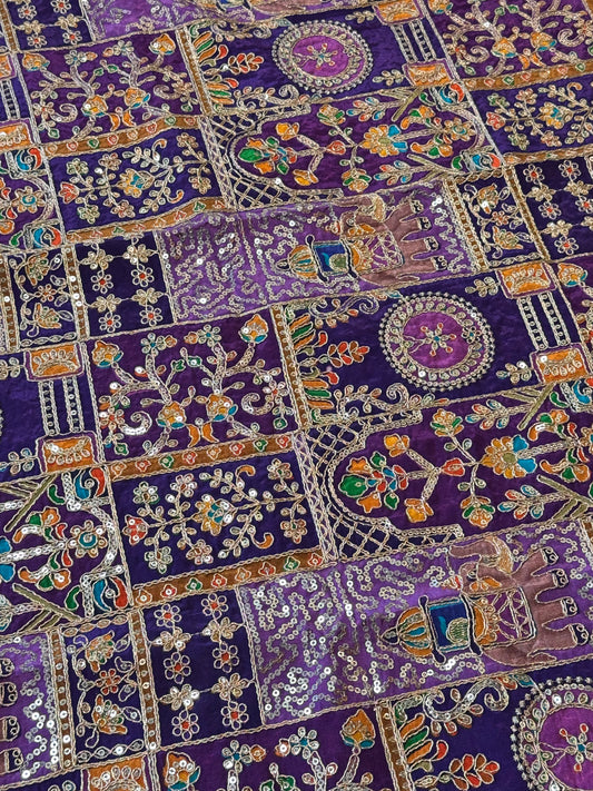 Purple Ambari kalamkari Crepe Blouse Piece/Material-P01