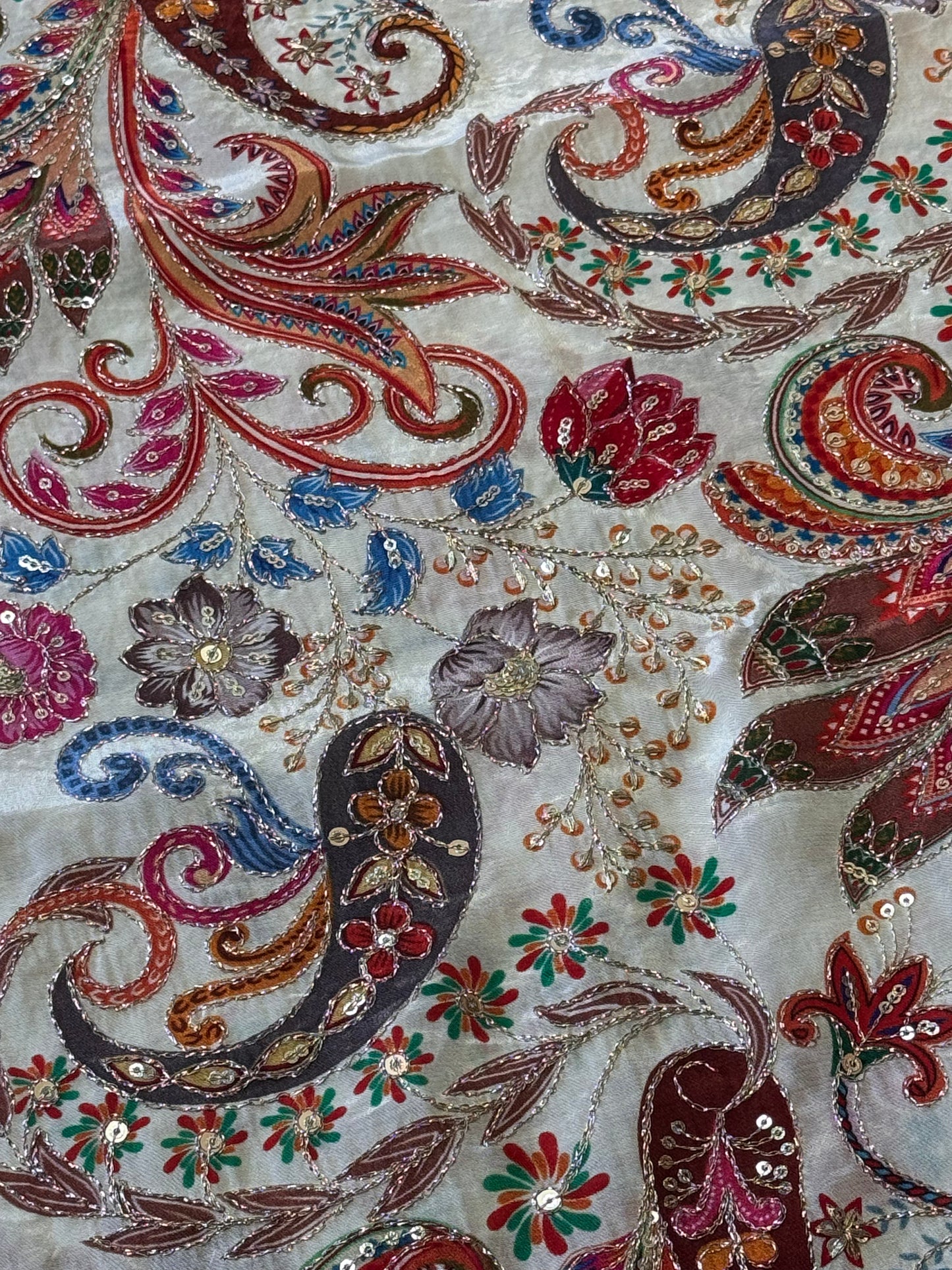 Cream kalamkari Crepe Blouse Piece/Material-C01