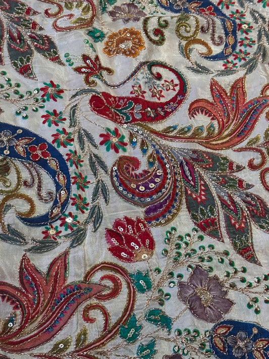 Cream kalamkari Crepe Blouse Piece/Material-C03