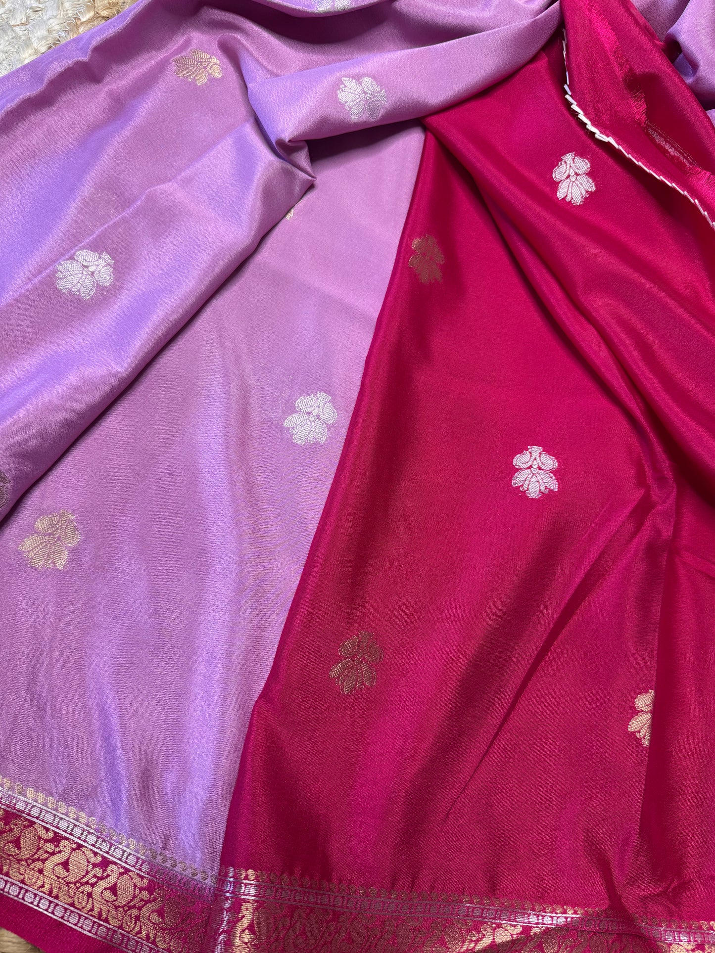 Pink Semi Mysore Silk (Gold and Silver Zari)
