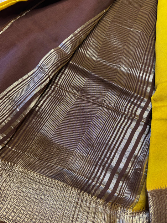 Mustard yellow Soft Cotton with Zari Border