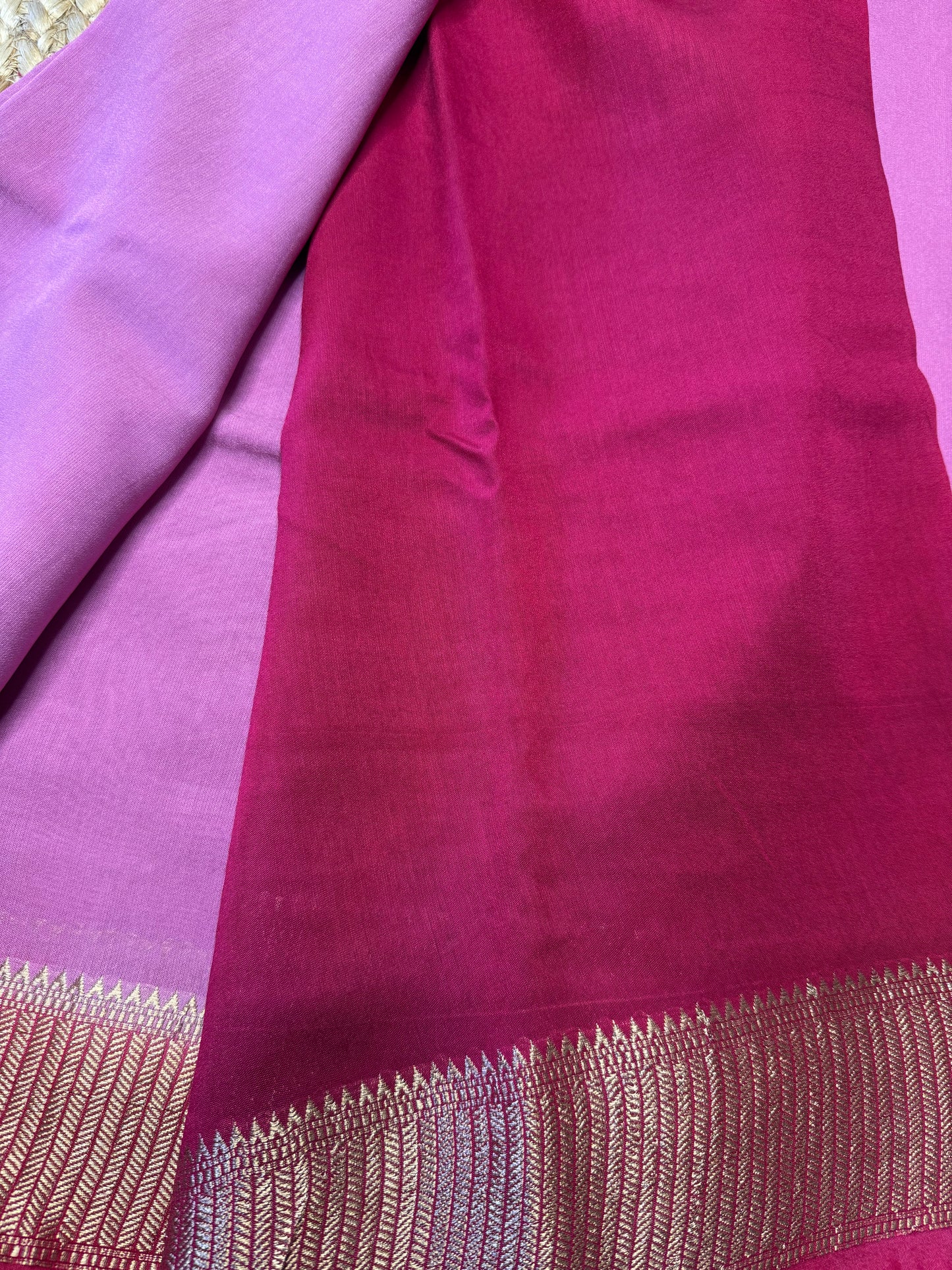 Rose pink Soft Cotton with Zari Border