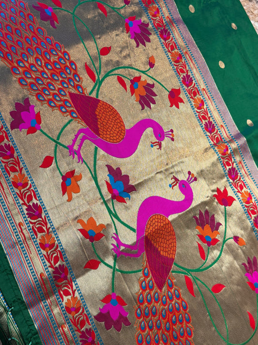 Green Paithani Silk Dupatta