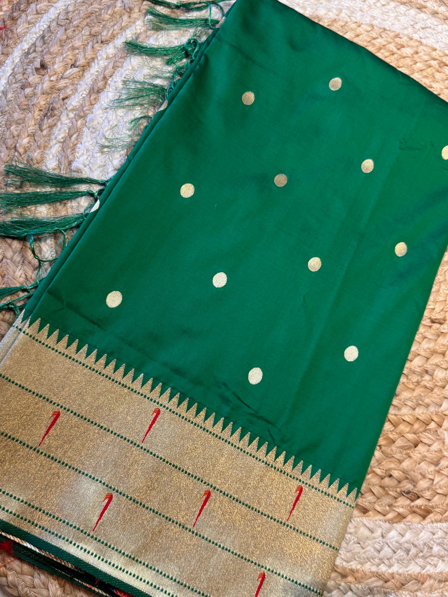Green Paithani Silk Dupatta