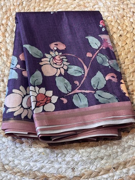 Chanderi Silk in Pen kalamkari Prints