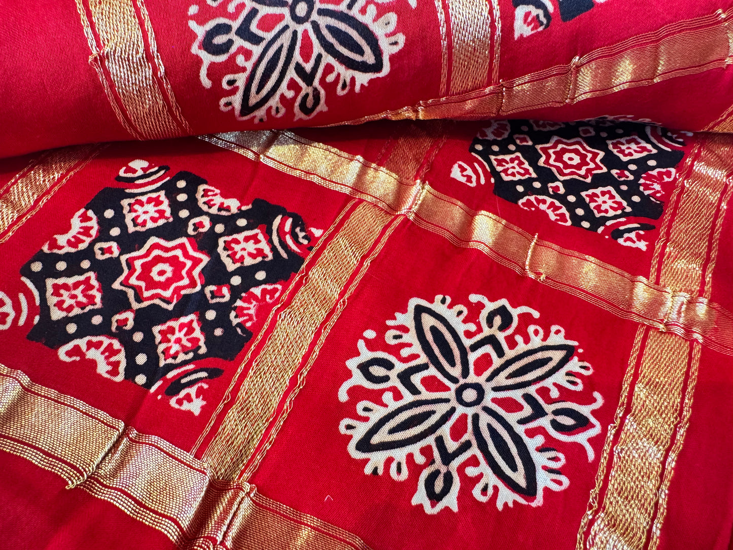 Modal Silk Ajrak Checks Saree