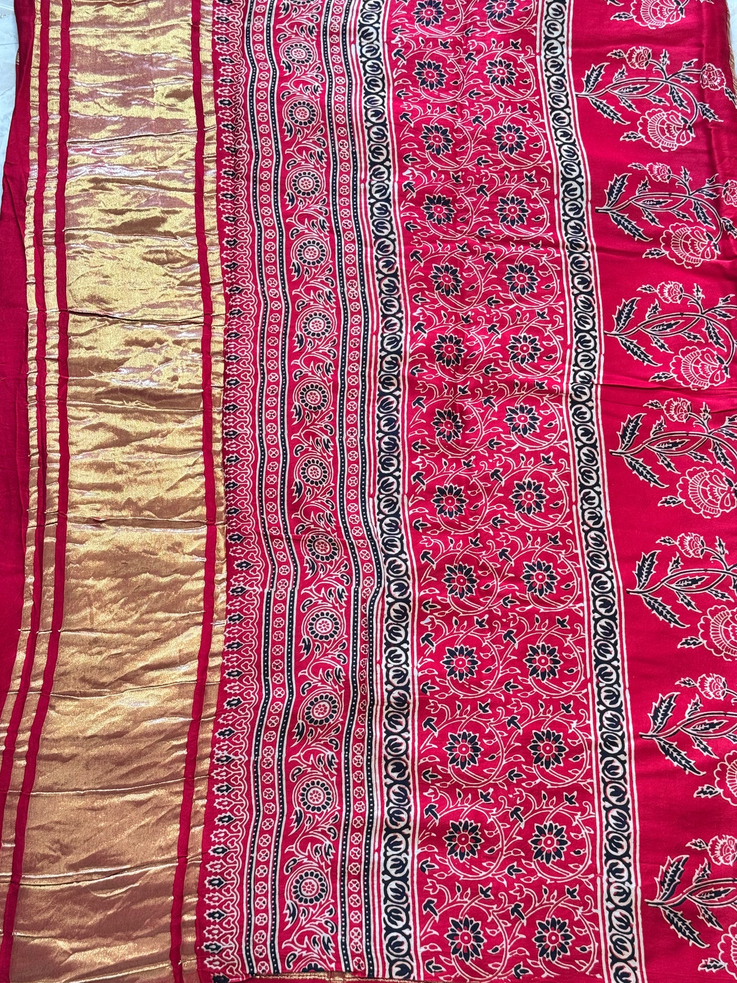 Modal Silk Ajrak Checks Saree