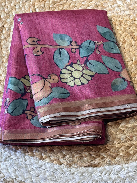 Chanderi Silk in Pen kalamkari Prints