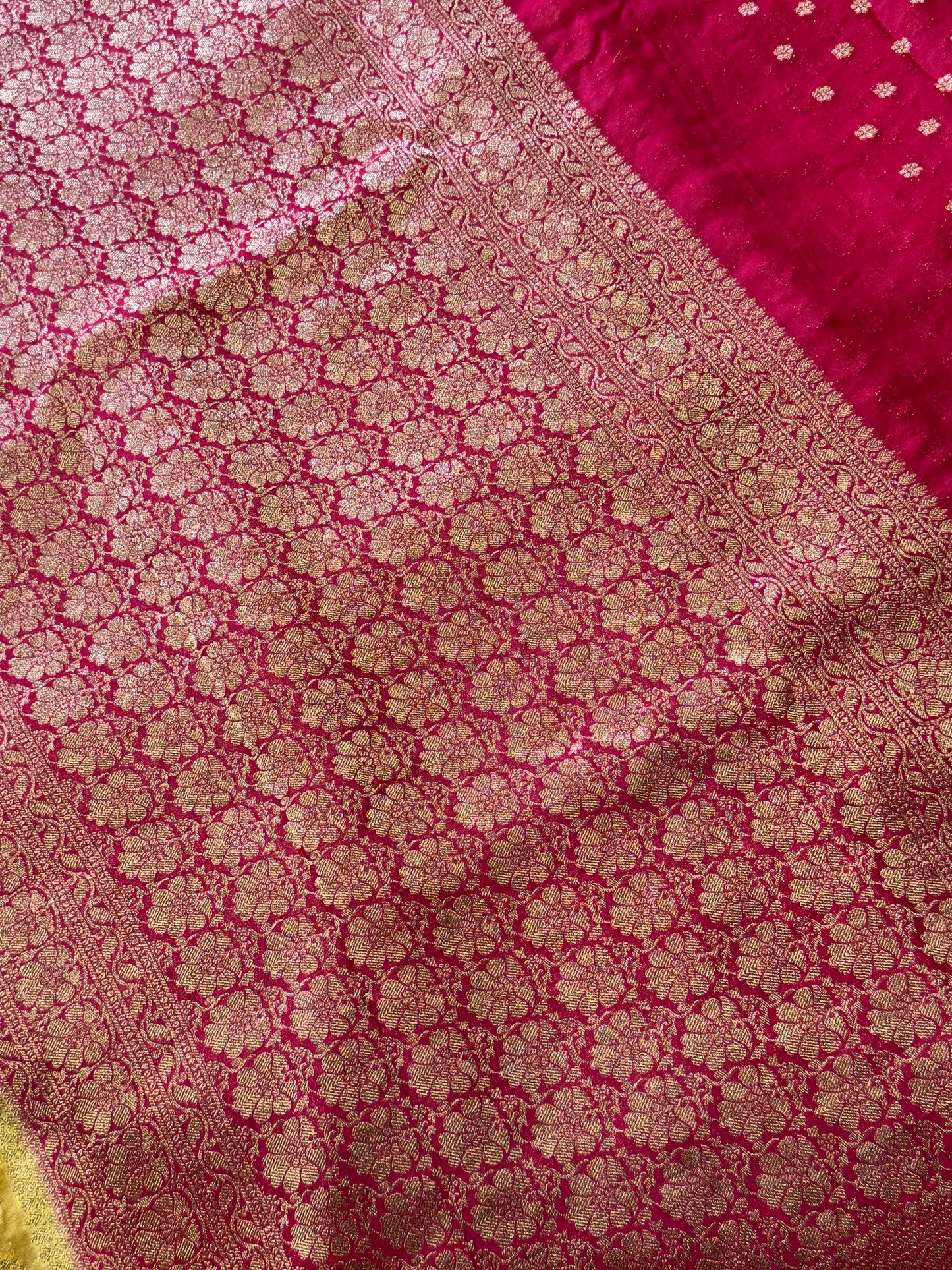 Yellow and Pink Soft Crepe Silk