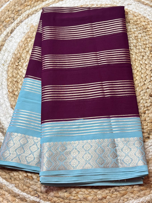 Semi Mysore Crepe Silk Saree with Rich Pallu