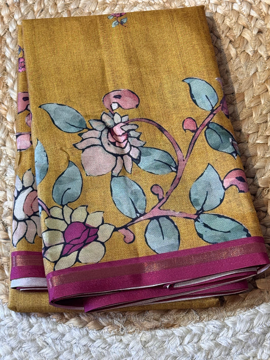Chanderi Silk in Pen kalamkari Prints