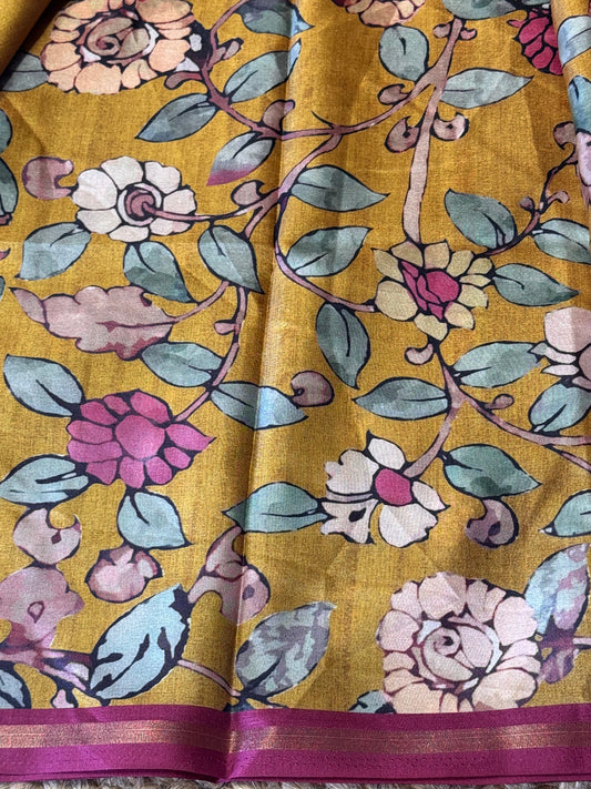 Chanderi Silk in Pen kalamkari Prints