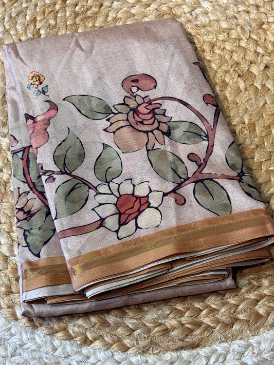 Chanderi Silk in Pen kalamkari Prints