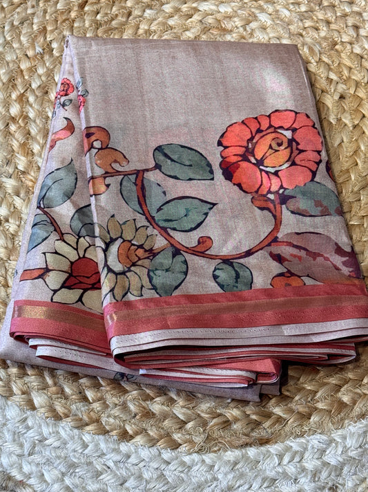 Chanderi Silk in Pen kalamkari Prints