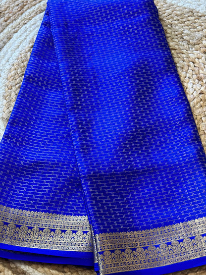 Rich Blue Pure Crepe Mysore Silk saree