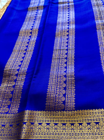 Rich Blue Pure Crepe Mysore Silk saree