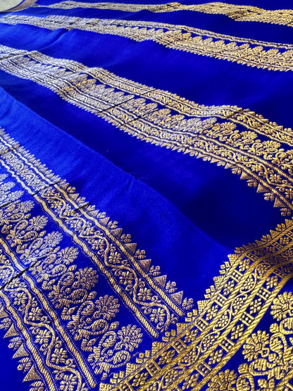 Rich Blue Pure Crepe Mysore Silk saree