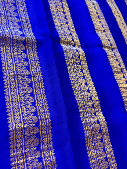 Rich Blue Pure Crepe Mysore Silk saree