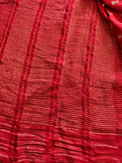 Red Checks Pure Viscose Saree